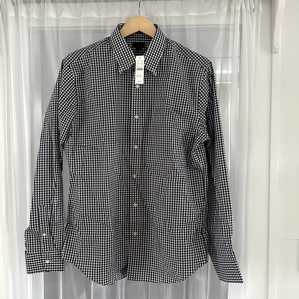 J. Crew Mens Size Large (Slim) Navy Gingham Button Down